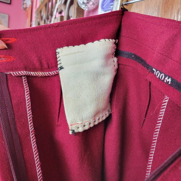 Vintage 70s Maroon / Burgundy Wool High Waist Trousers - Picture 7 of 7